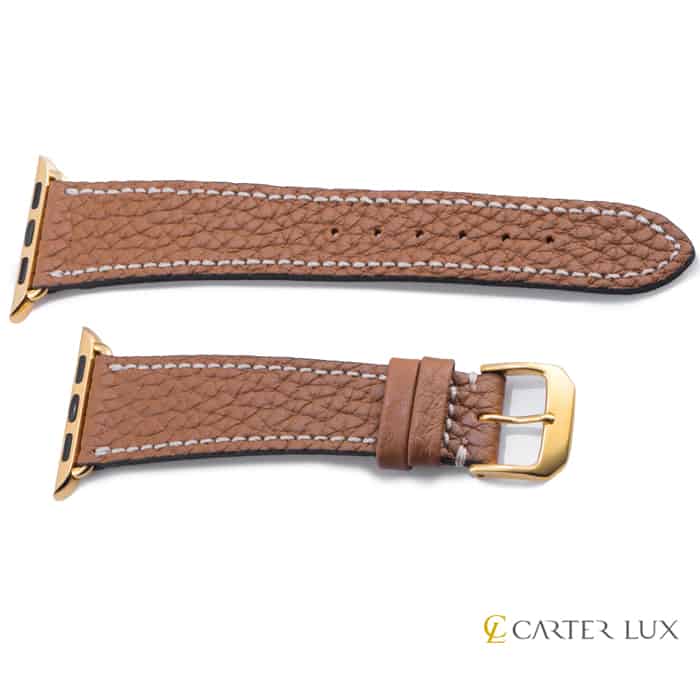 Leather Genuine Fauve Band Gold Plated for Apple Watch 