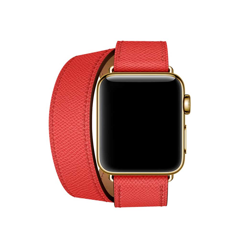 Black Epsom Leather Double Tour Apple Watch Band