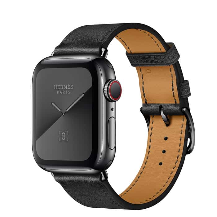 Hermès Noir Swift Single Tour Leather Series 9 Apple Watch Space Black