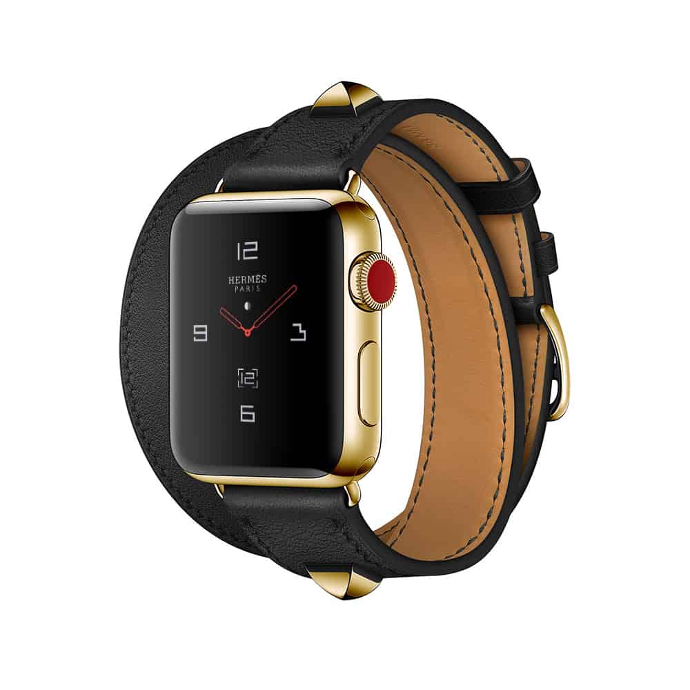 Hermès Double Tour Noir Médor 38mm 24K Gold Plated Apple Watch Series 5