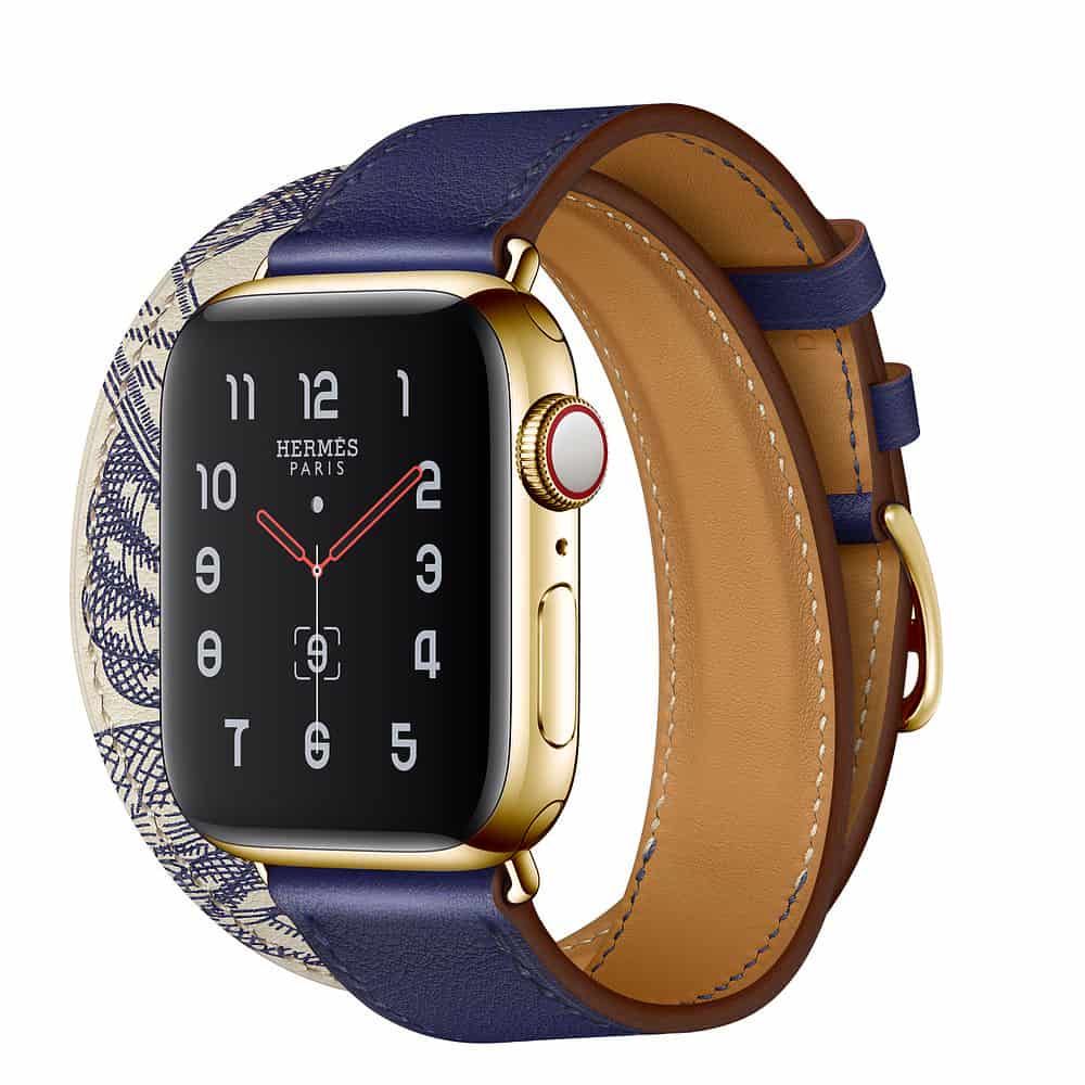 Hermès Double Tour Encre/Béton Swift 40mm 24K Gold Plated Apple Watch