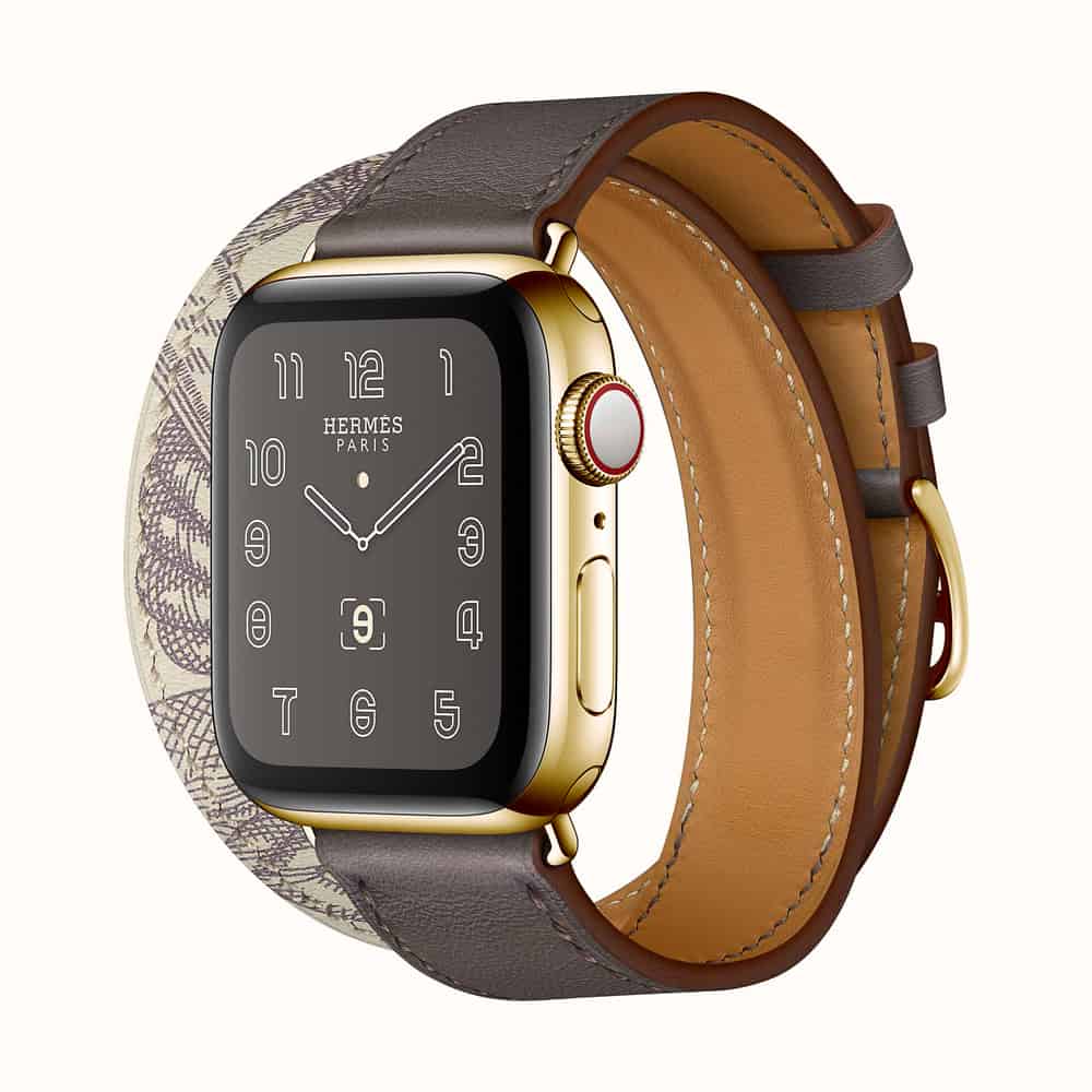 Apple Watch Hermes 40mm Swift Leather Double Tour - Etain/Beton