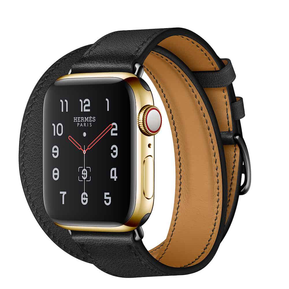 Hermès Double Tour Noir Swift 24K Gold Plated Series 7 Apple Watch