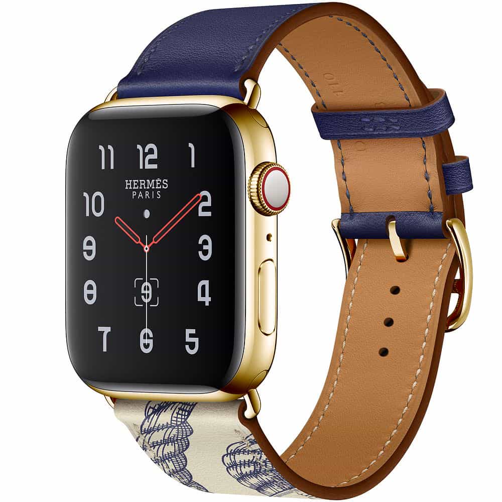 Hermès Single Tour Encre/Béton Swift 44mm 24K Gold Plated Series 6 Apple  Watch