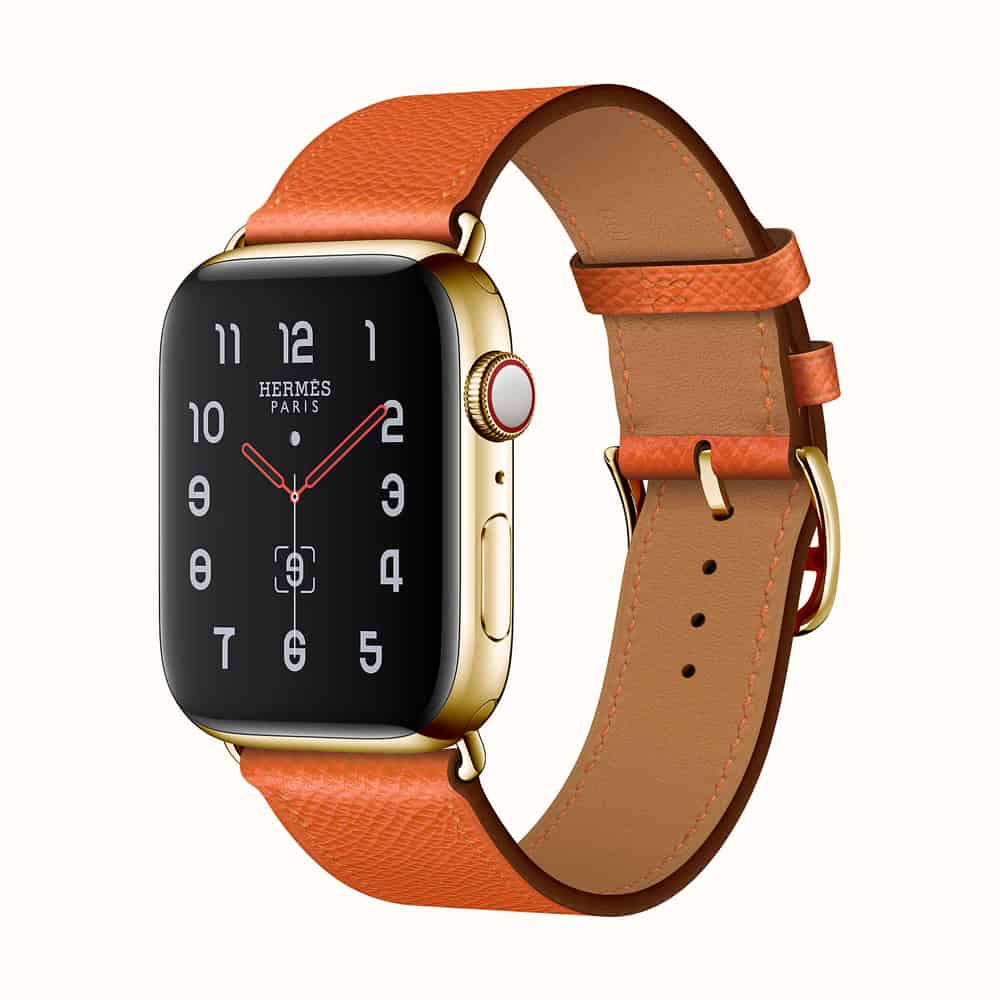 Hermès Single Tour Feu Epsom Leather 24K Gold Plated Series 5 Apple Watch 